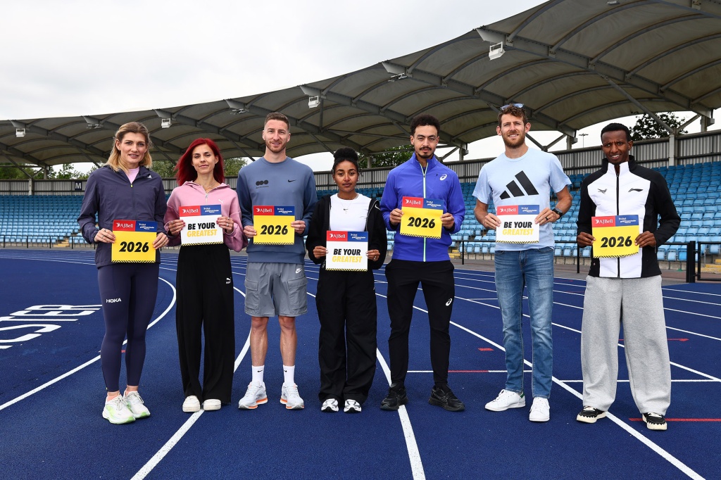 Athletes pose during the press launch event for the Great Manchester Run 2026
